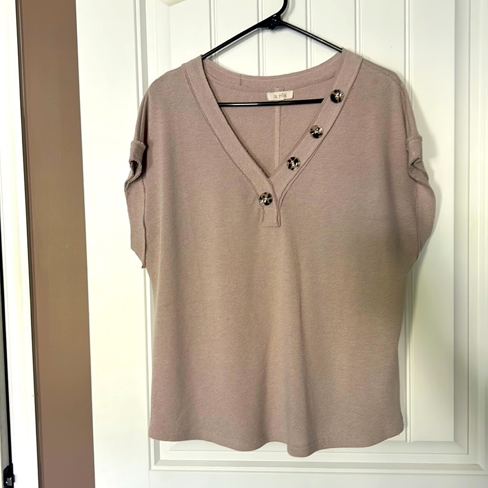 Beige short sleeved blouse